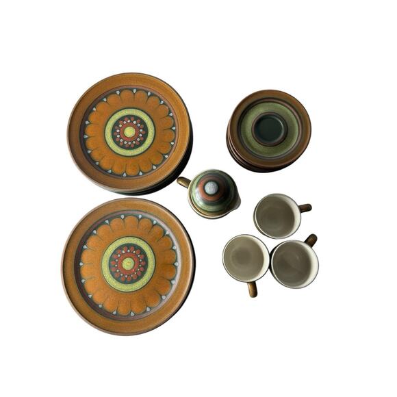 Vintage Mid Century Porta Celi Spain 19 Piece Set Pottery Hand Painted Ceramic - Picture 4 of 16